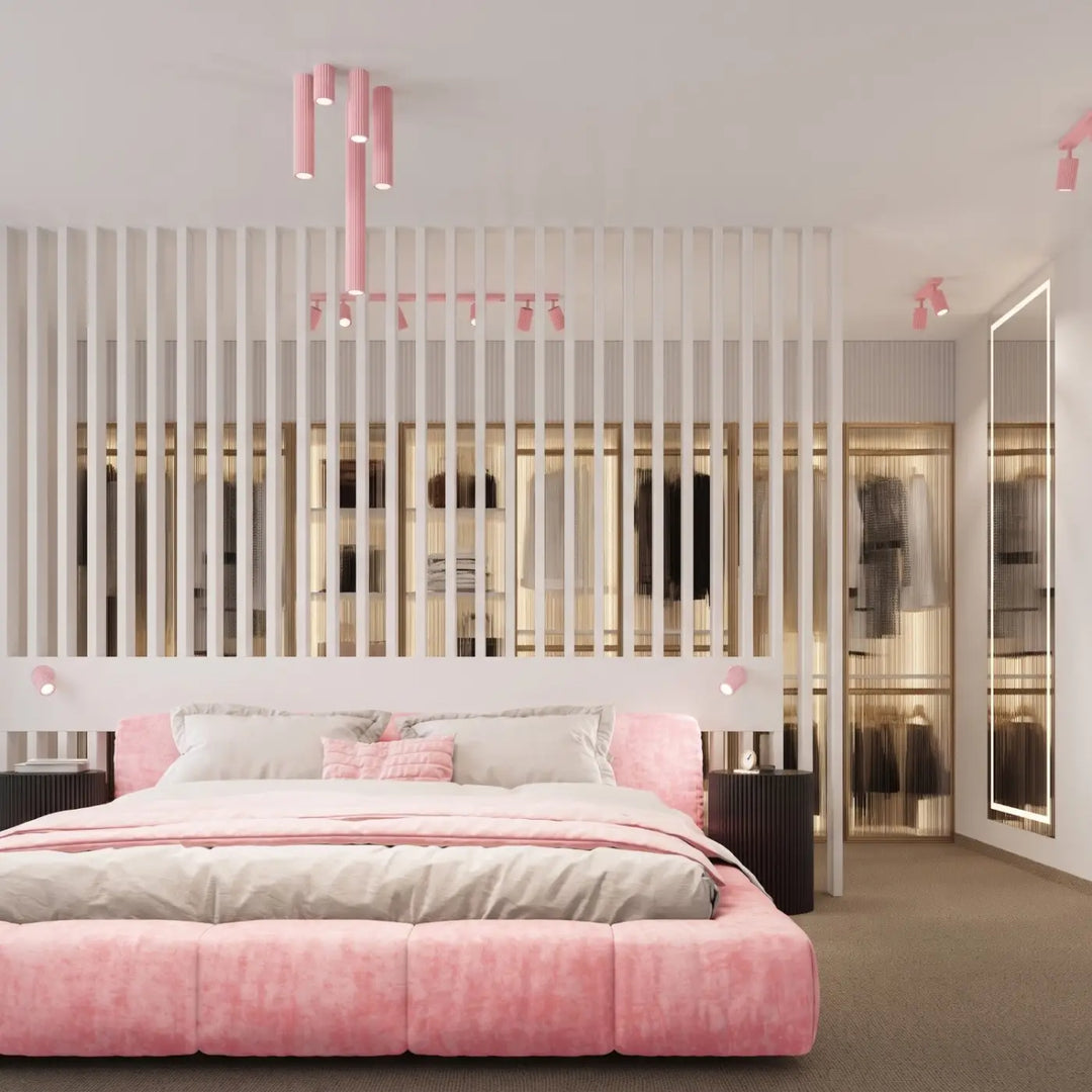 Luminaire Plafonnier rose dans un intérieur contemporain