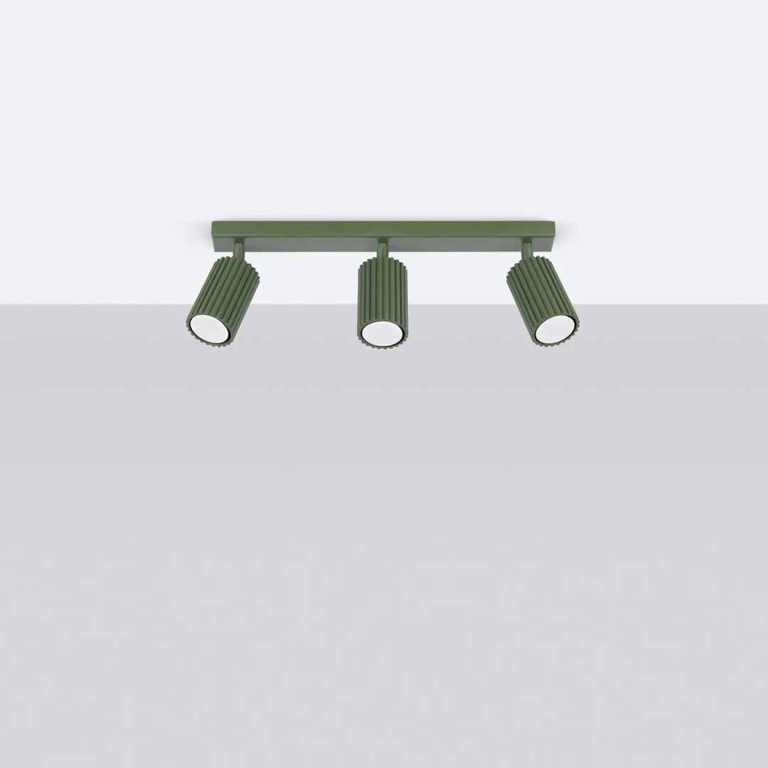 Luminaire Plafonnier vert olive éteinte, vue rapprochée