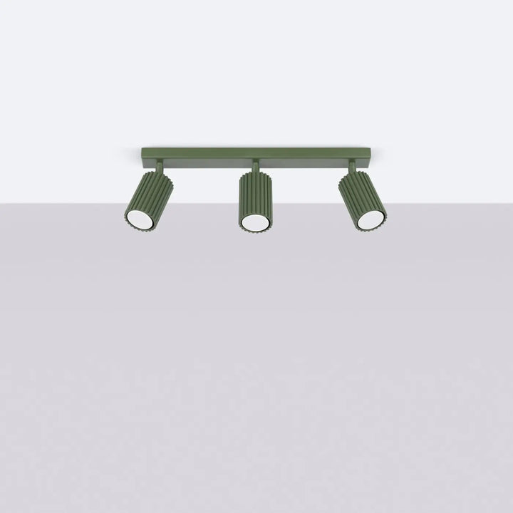 Luminaire Plafonnier vert olive éteinte, vue rapprochée