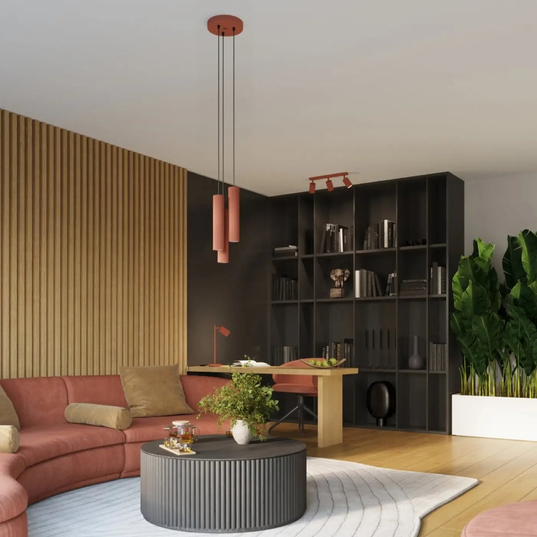 Luminaire Plafonnier ocre rouge dans un intérieur contemporain