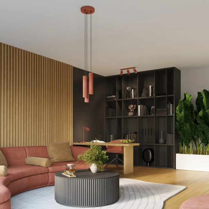 Luminaire Plafonnier ocre rouge dans un intérieur contemporain