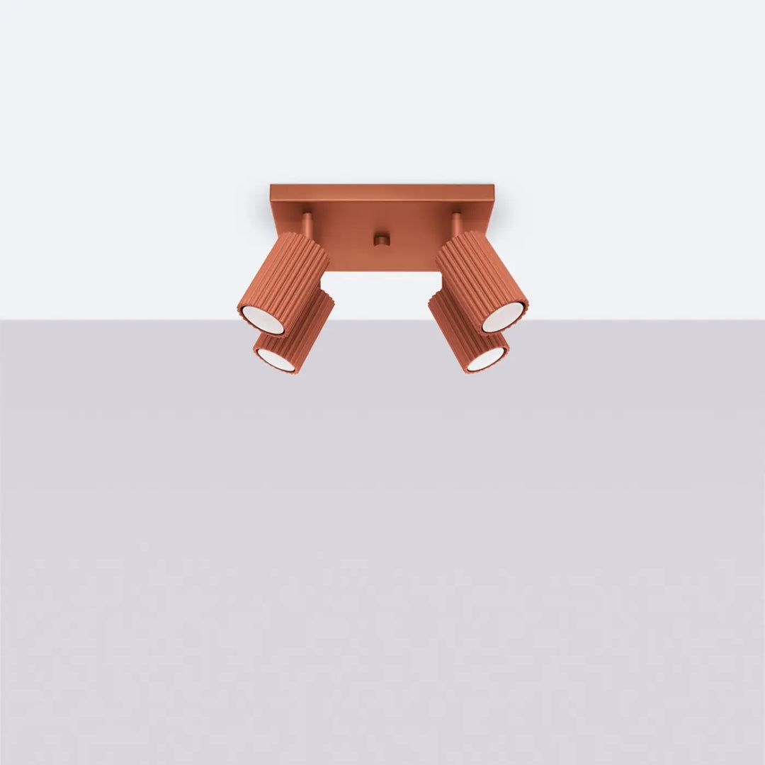 Luminaire Plafonnier ocre rouge éteinte, vue rapprochée