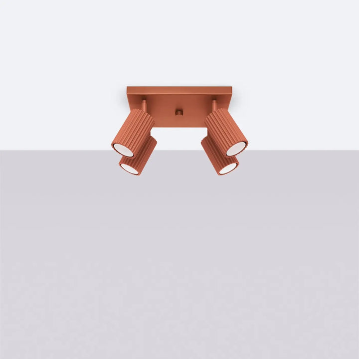 Luminaire Plafonnier ocre rouge éteinte, vue rapprochée