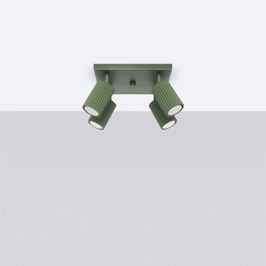 Luminaire Plafonnier vert olive éteinte, vue rapprochée