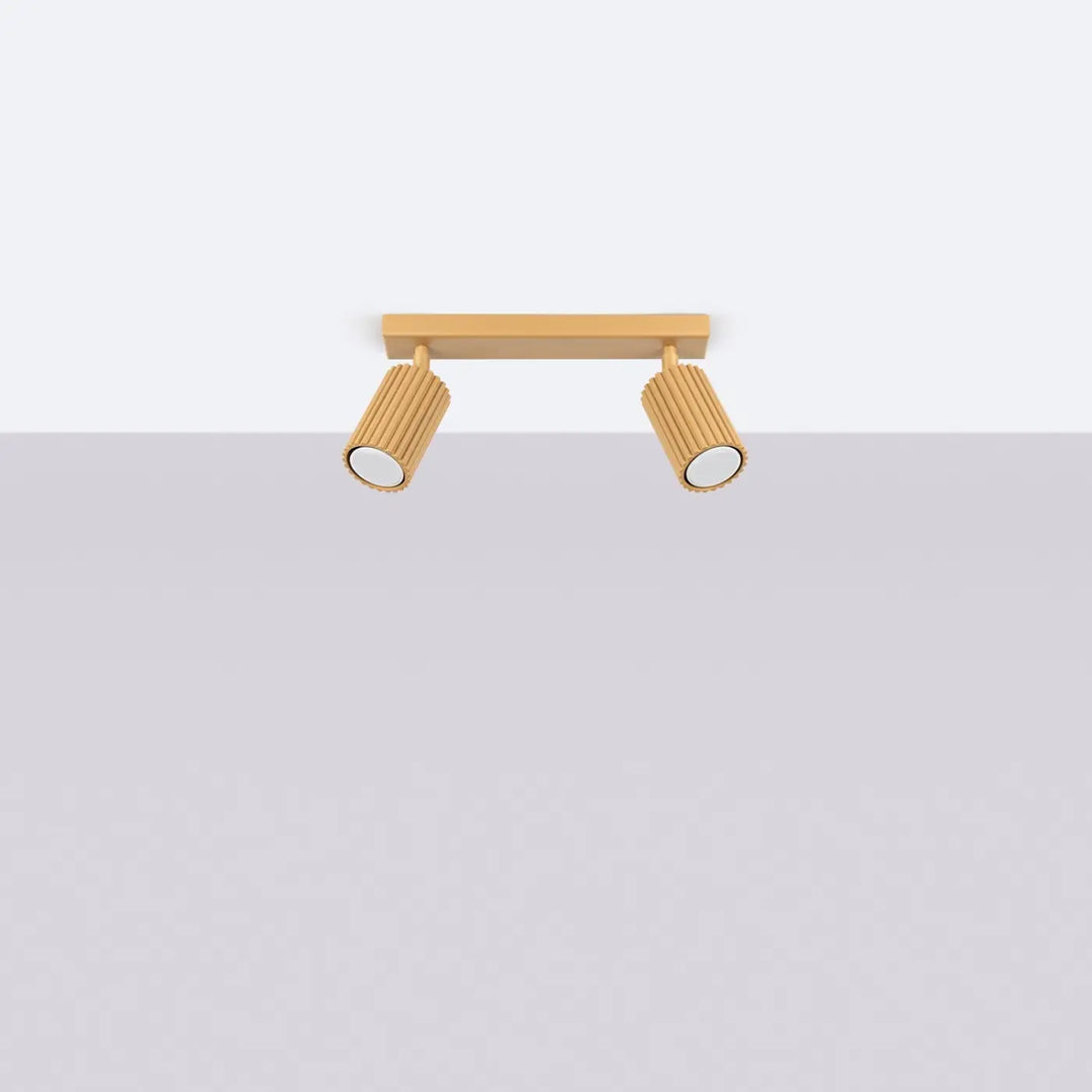 Luminaire Plafonnier doré éteinte, vue rapprochée