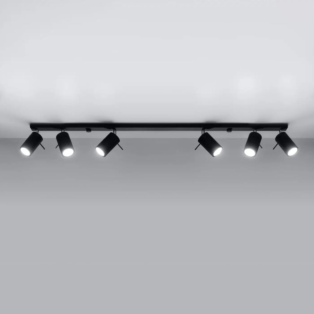 Plafonnier Ring noir à rampe de spots orientables, éteint
