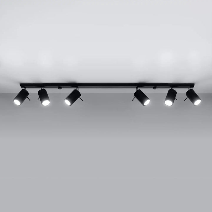 Plafonnier Ring noir à rampe de spots orientables, éteint