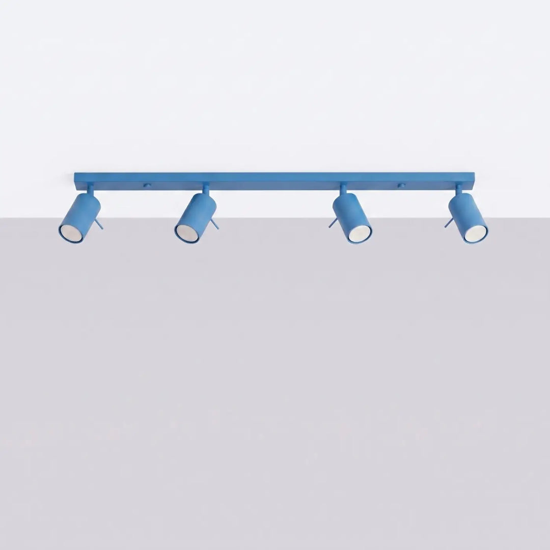 Plafonnier Ring bleu clair à rampe de spots orientables, éteint