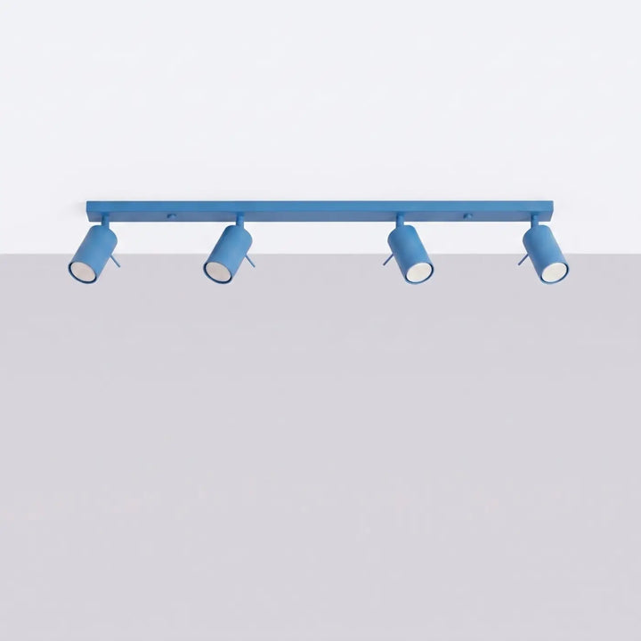 Plafonnier Ring bleu clair à rampe de spots orientables, éteint