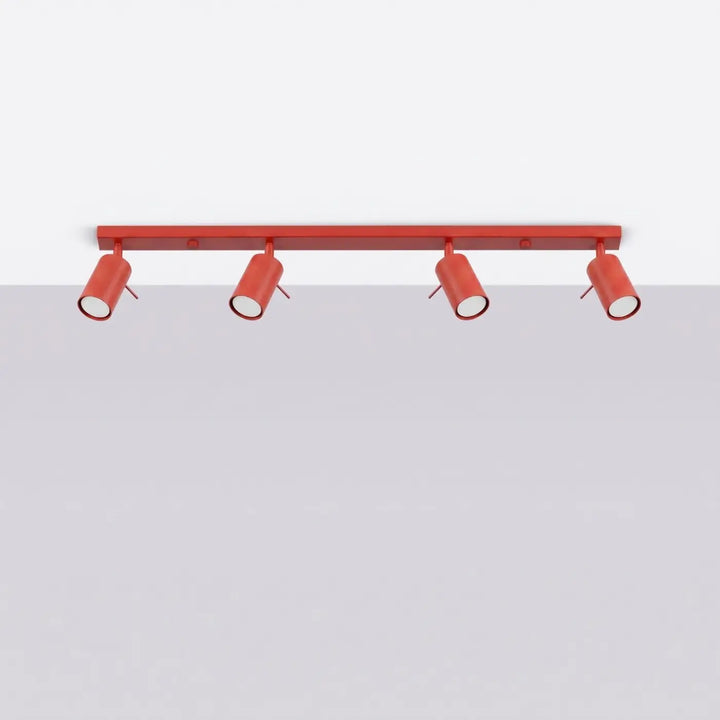 Plafonnier Ring rouge à rampe de spots orientables, éteint