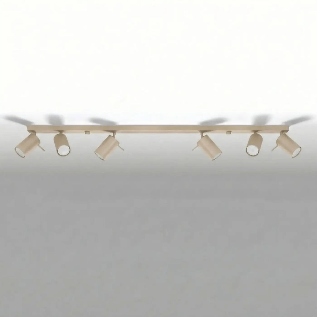 Plafonnier Ring taupe à rampe de spots orientables, éteint