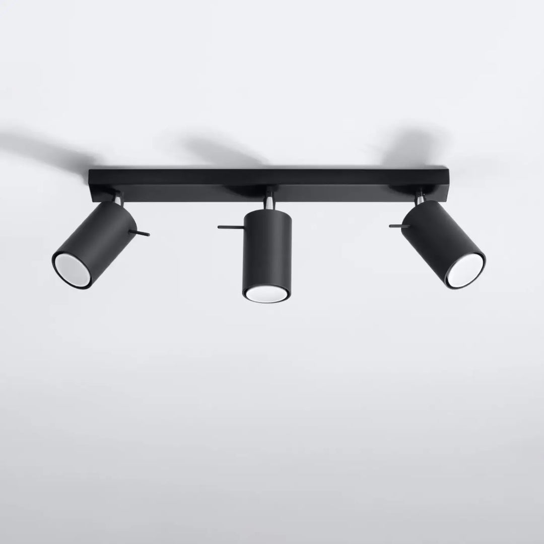 Plafonnier Ring noir à rampe de spots orientables, éteint