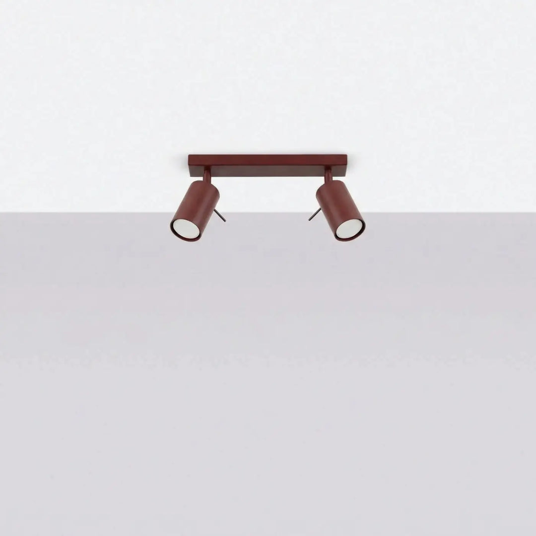 Plafonnier Ring bordeaux à rampe de spots orientables, éteint