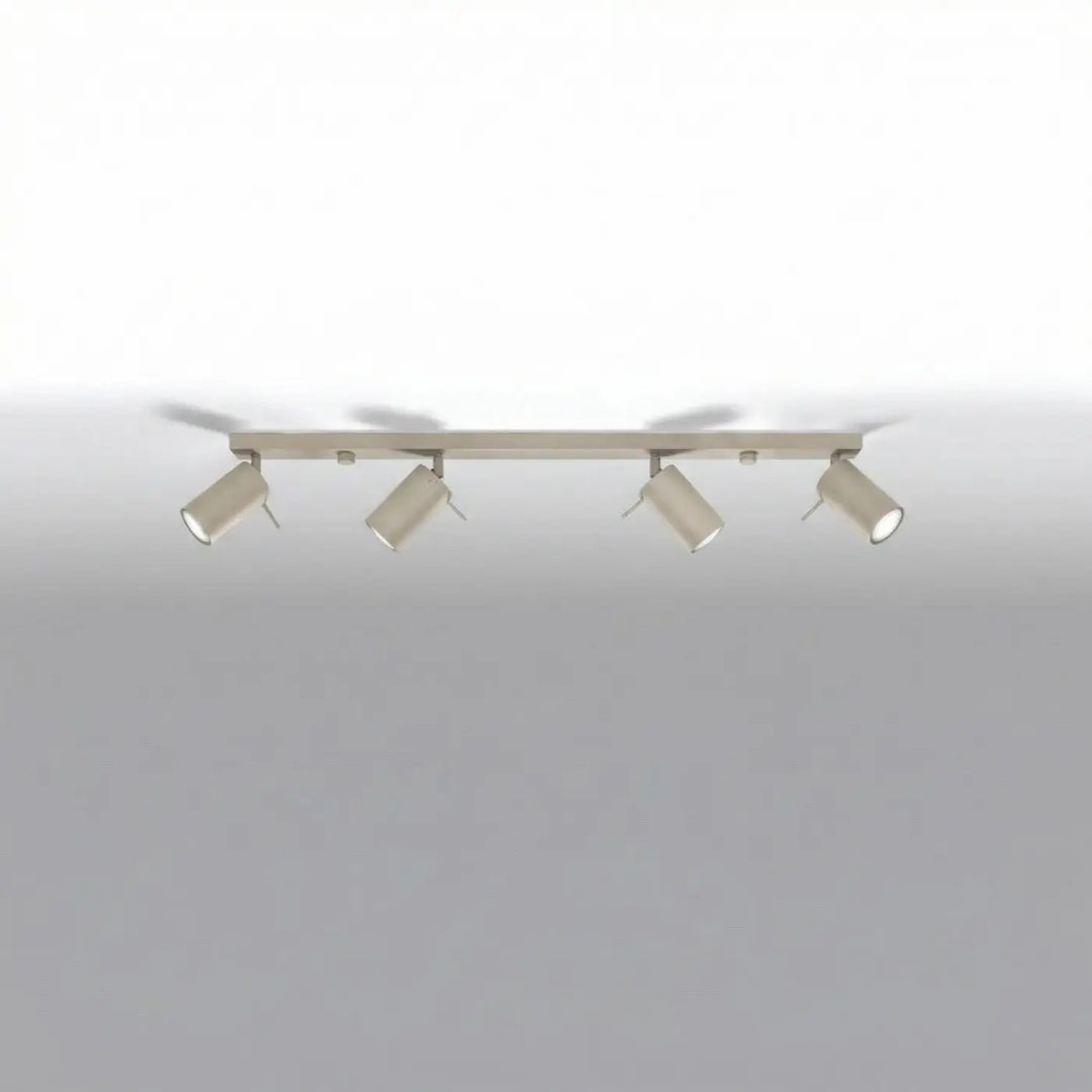 Plafonnier Ring taupe à rampe de spots orientables, éteint