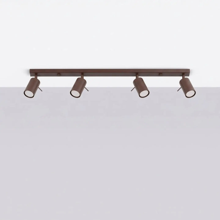 Plafonnier Ring marron à rampe de spots orientables, éteint