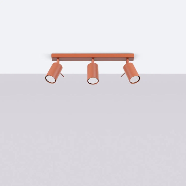 Plafonnier Ring ocre rouge à rampe de spots orientables, éteint