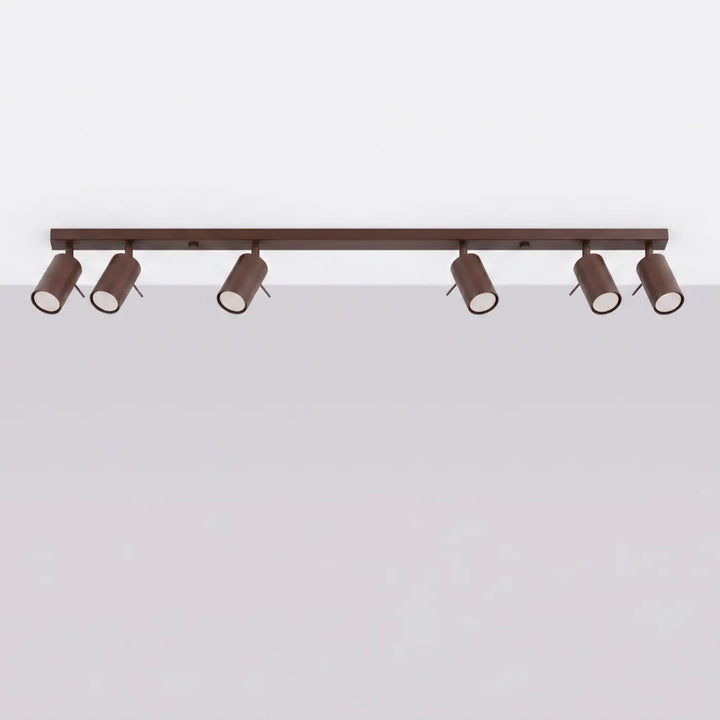Plafonnier Ring marron à rampe de spots orientables, éteint
