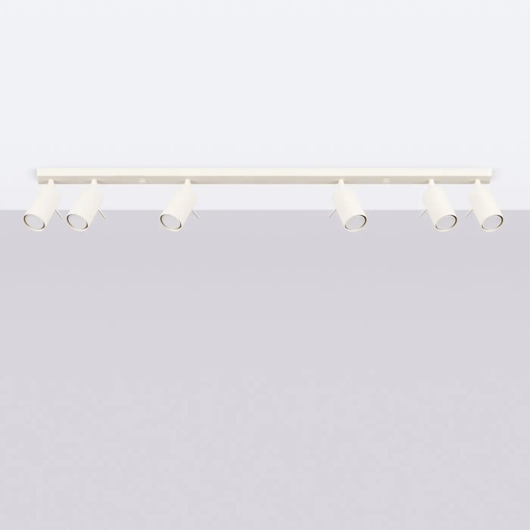 Plafonnier Ring beige à rampe de spots orientables, éteint