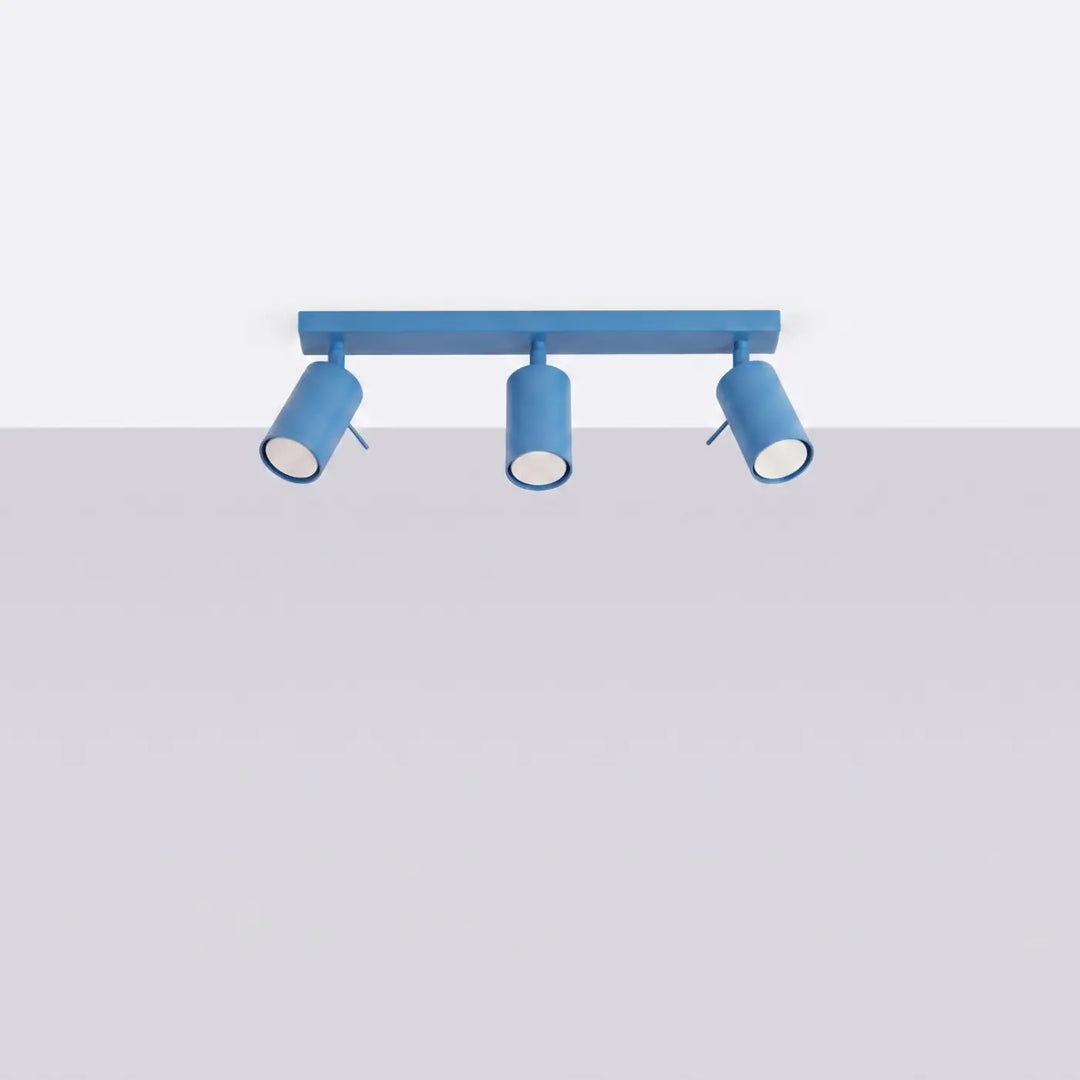 Plafonnier Ring bleu clair à rampe de spots orientables, éteint