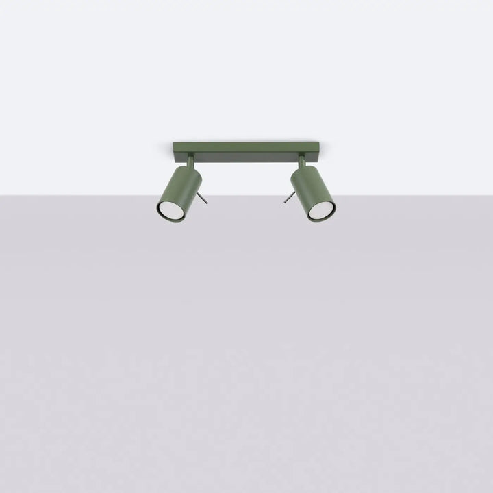 Plafonnier Ring vert olive à rampe de spots orientables, éteint