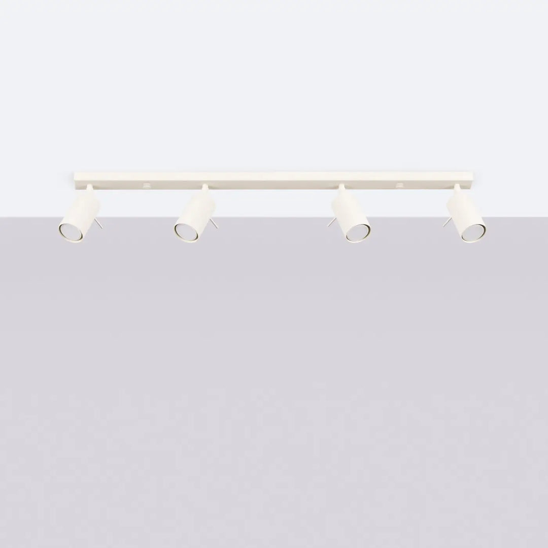 Plafonnier Ring beige à rampe de spots orientables, éteint