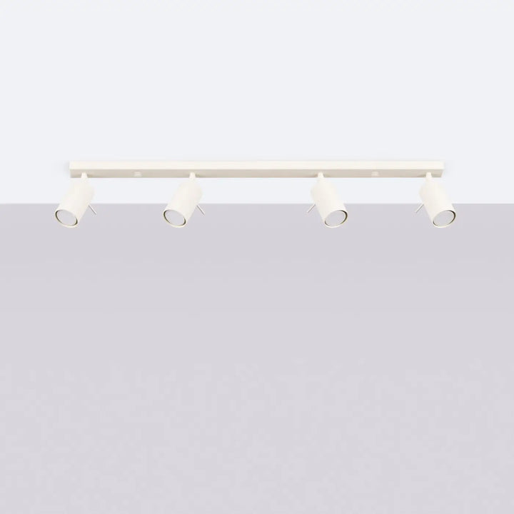 Plafonnier Ring beige à rampe de spots orientables, éteint