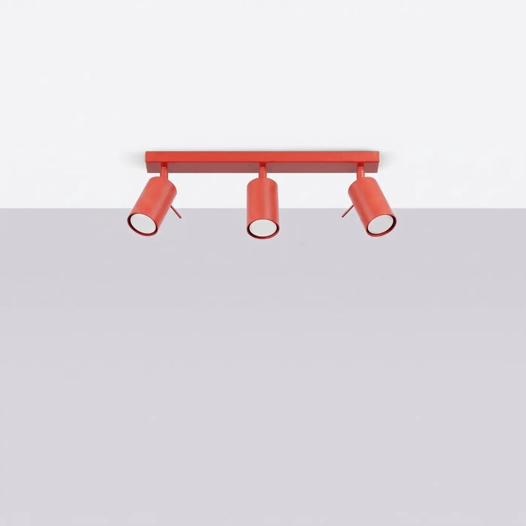 Plafonnier Ring rouge à rampe de spots orientables, éteint