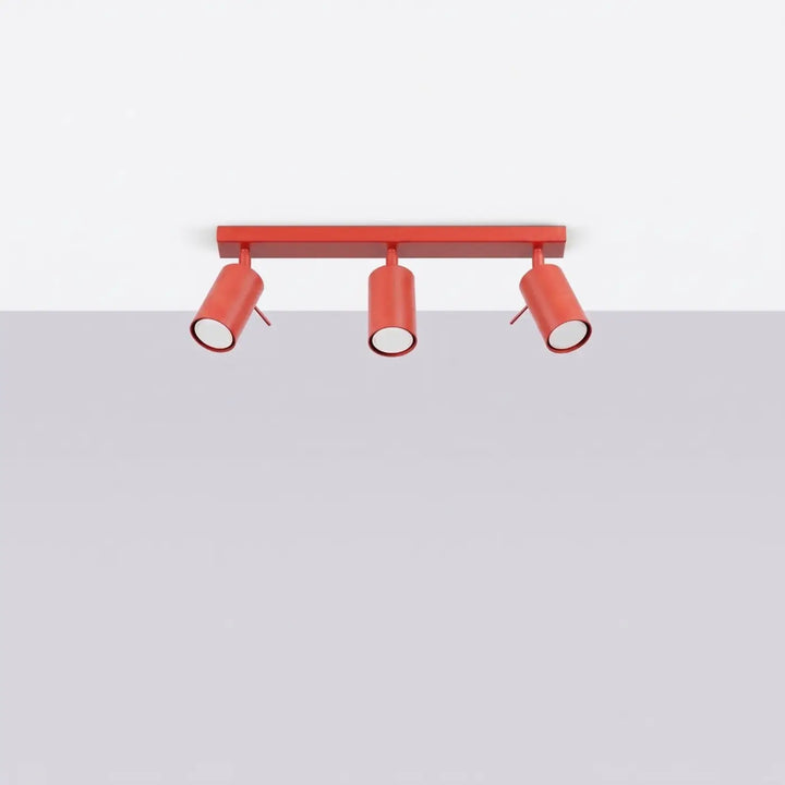 Plafonnier Ring rouge à rampe de spots orientables, éteint