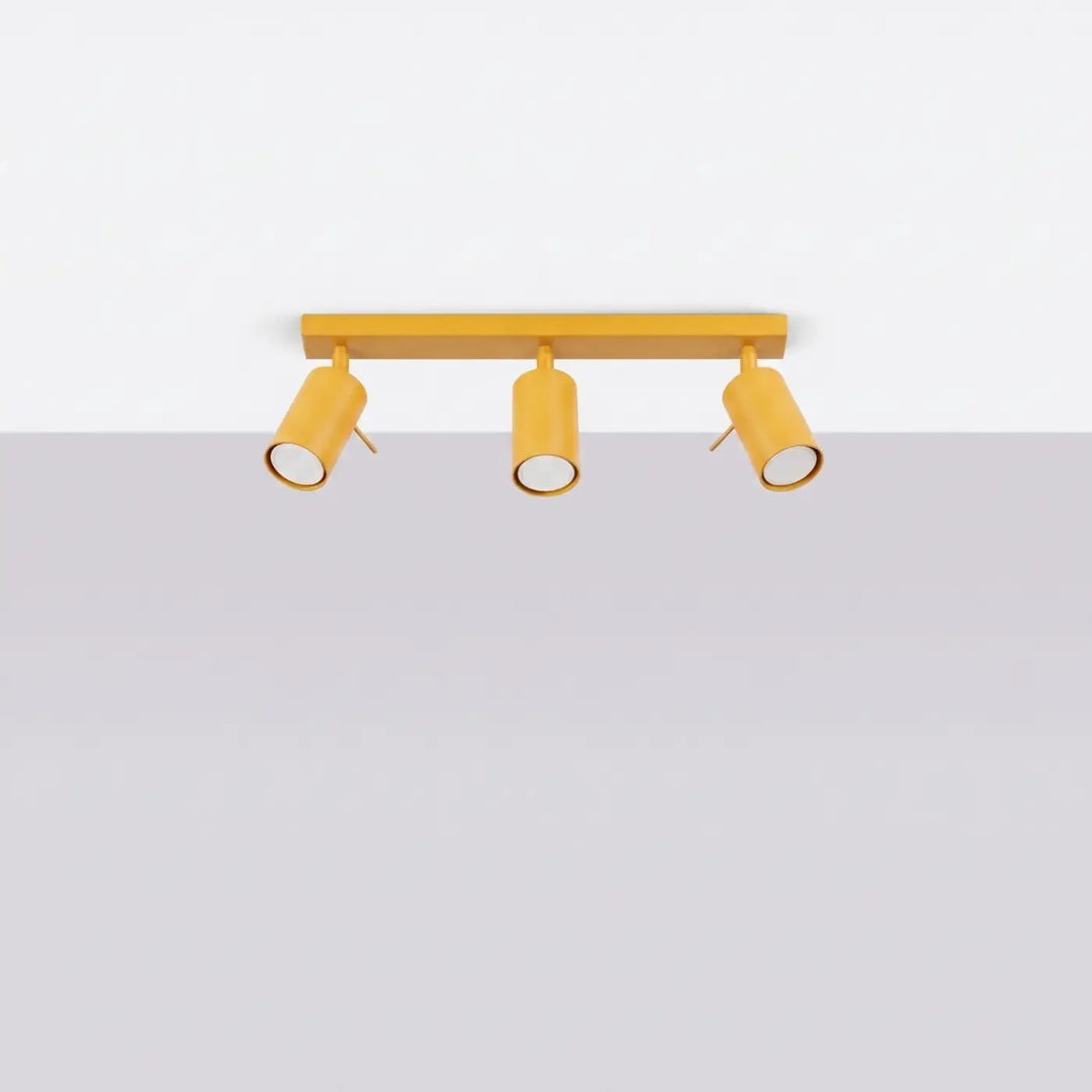 Plafonnier Ring jaune à rampe de spots orientables, éteint