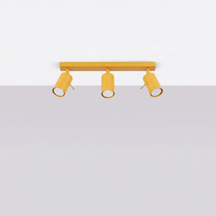 Plafonnier Ring jaune à rampe de spots orientables, éteint