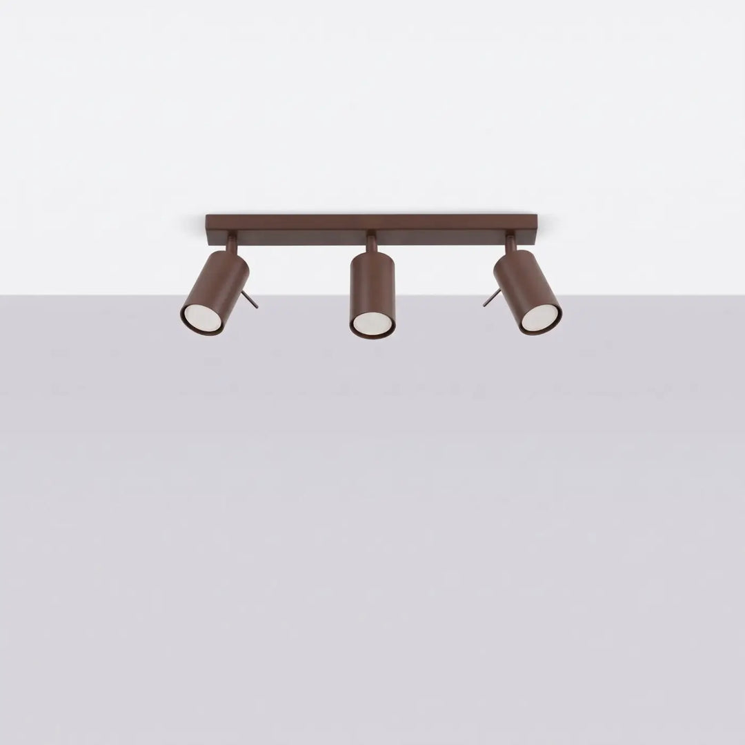 Plafonnier Ring marron à rampe de spots orientables, éteint