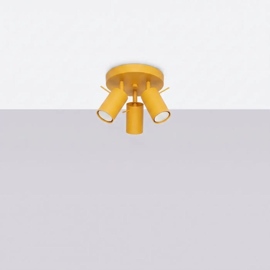 Plafonnier Ring jaune à spots orientables groupés, éteint