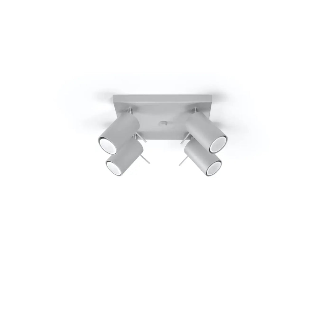 Plafonnier Ring gris à spots orientables groupés, éteint
