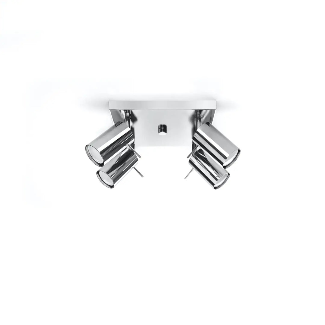 Plafonnier Ring chrome à spots orientables groupés, éteint