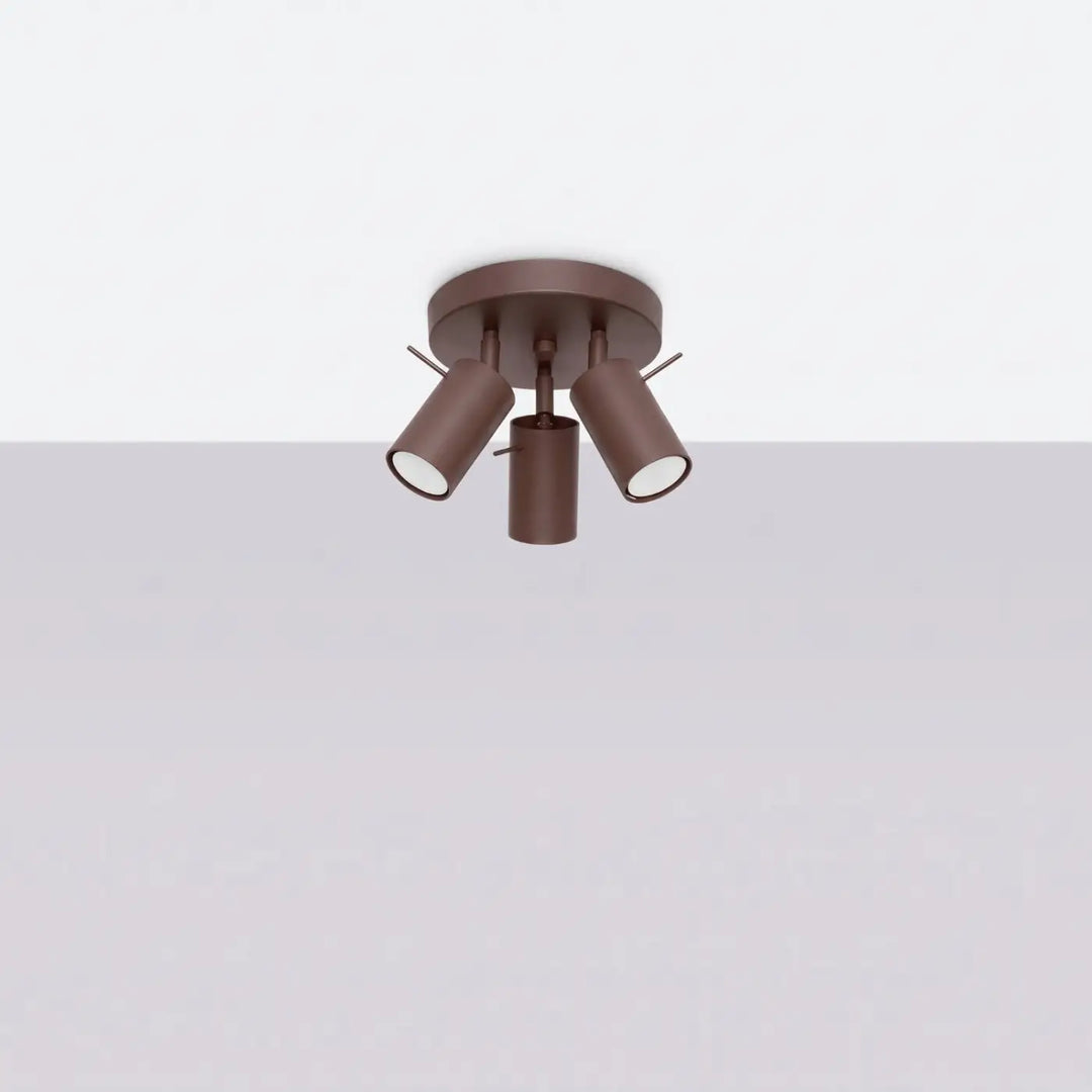 Plafonnier Ring marron à spots orientables groupés, éteint