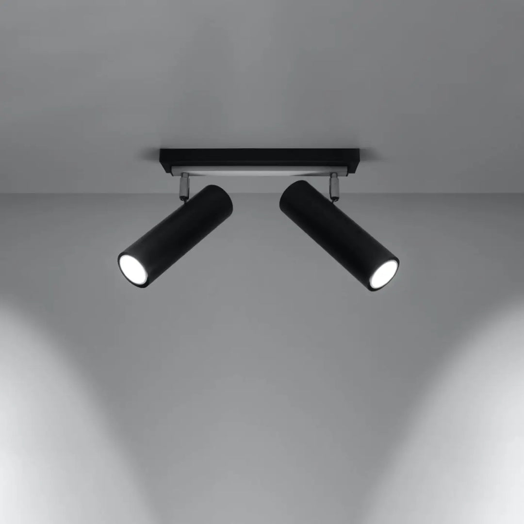 Luminaire plafonnier noir allumé