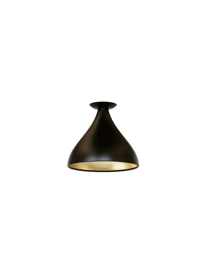 Plafonnier Swell forme moyenne, extérieur noir et intérieur laiton