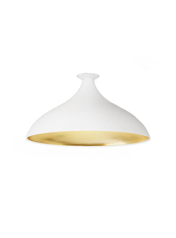 Plafonnier Swell forme large XL, extérieur blanc et intérieur laiton