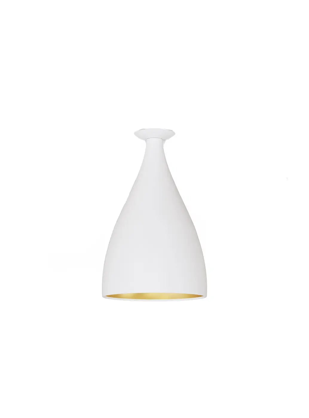 Plafonnier Swell forme étroite XL, extérieur blanc et intérieur laiton