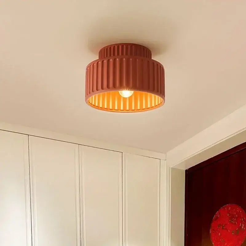 Plafonnier terracotta design côtelé style rétro chic

