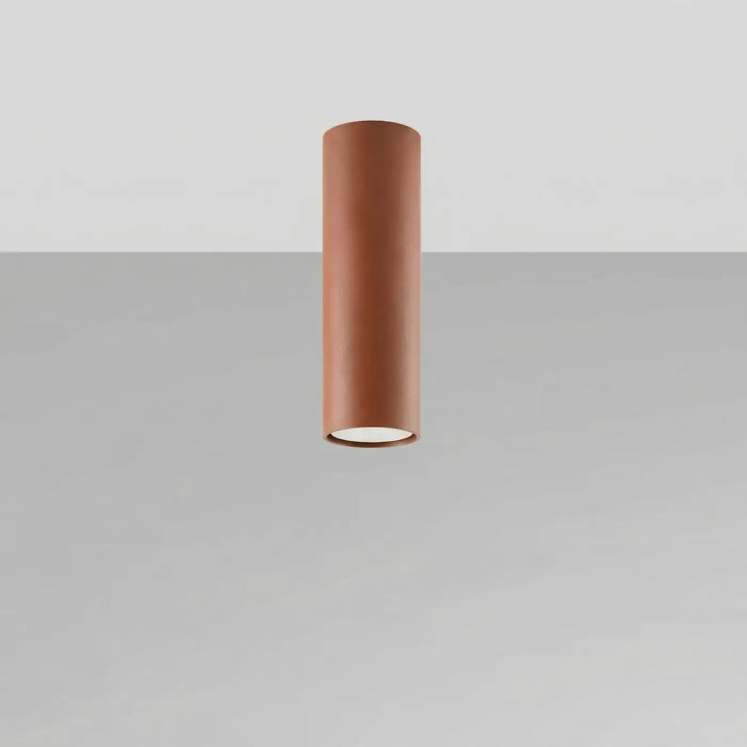 Luminaire Plafonnier ocre rouge éteinte, vue rapprochée