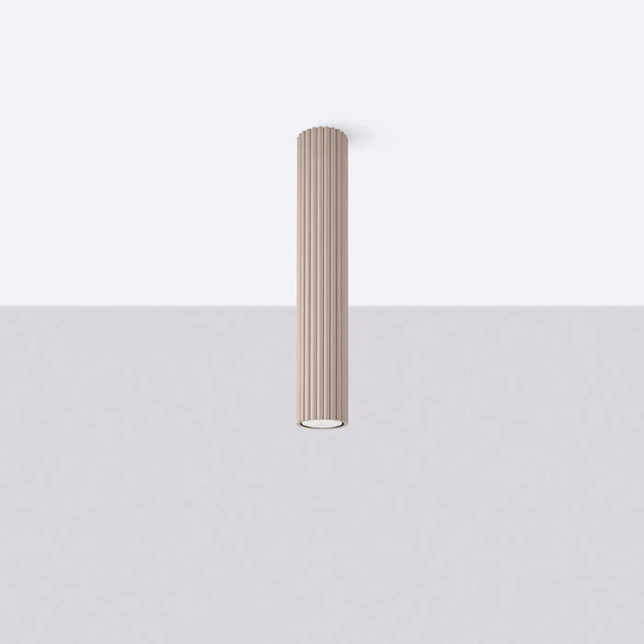Plafonnier tube Karbon taupe en aluminium cannelé, éteint