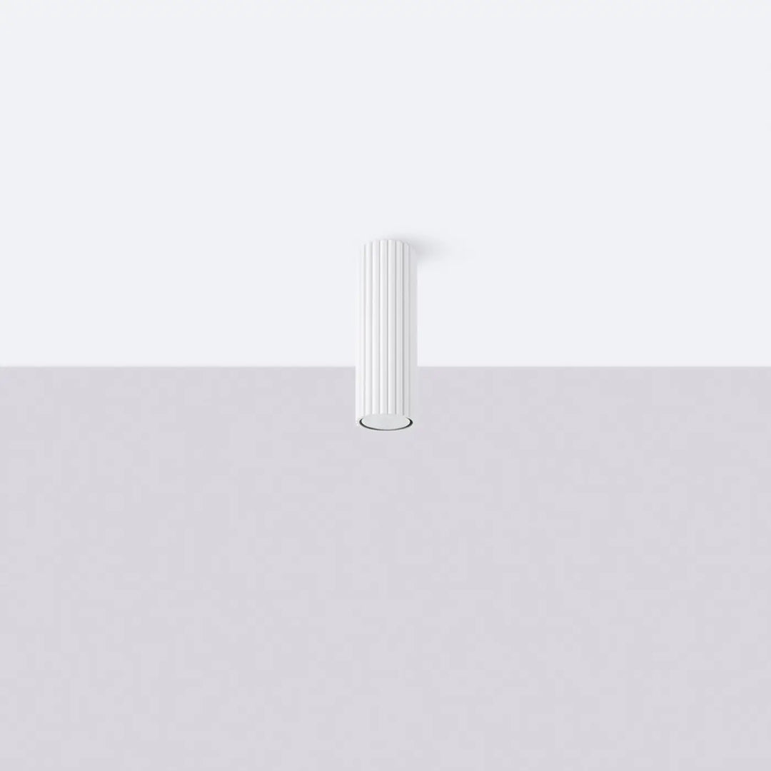 Plafonnier tube Karbon blanc en aluminium cannelé, éteint