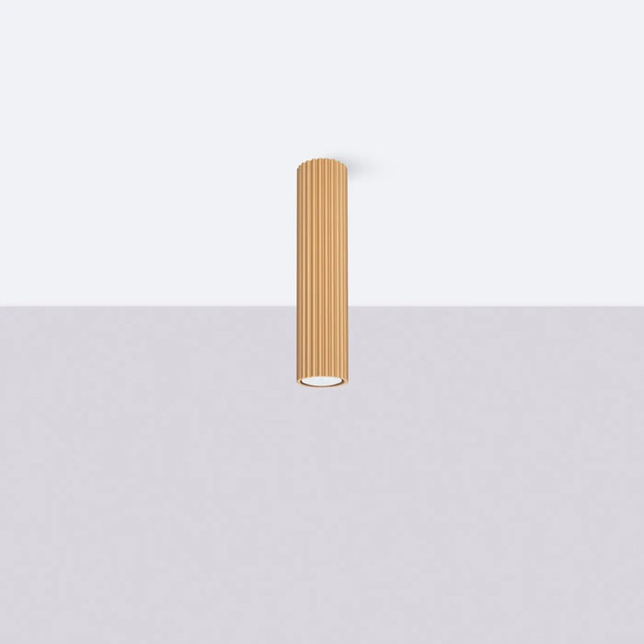Plafonnier tube Karbon doré en aluminium cannelé, éteint