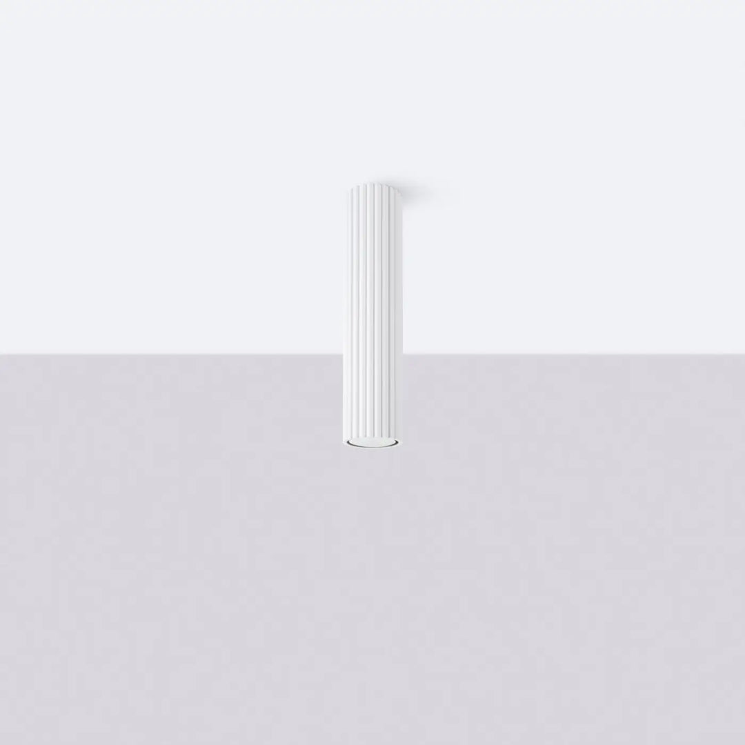 Plafonnier tube Karbon blanc en aluminium cannelé, éteint