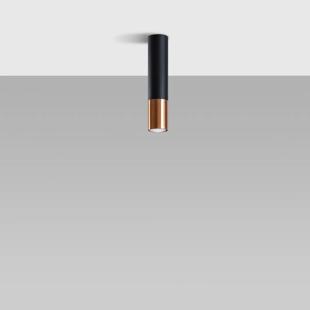 Luminaire Plafonnier noir/cuivre éteinte, vue rapprochée