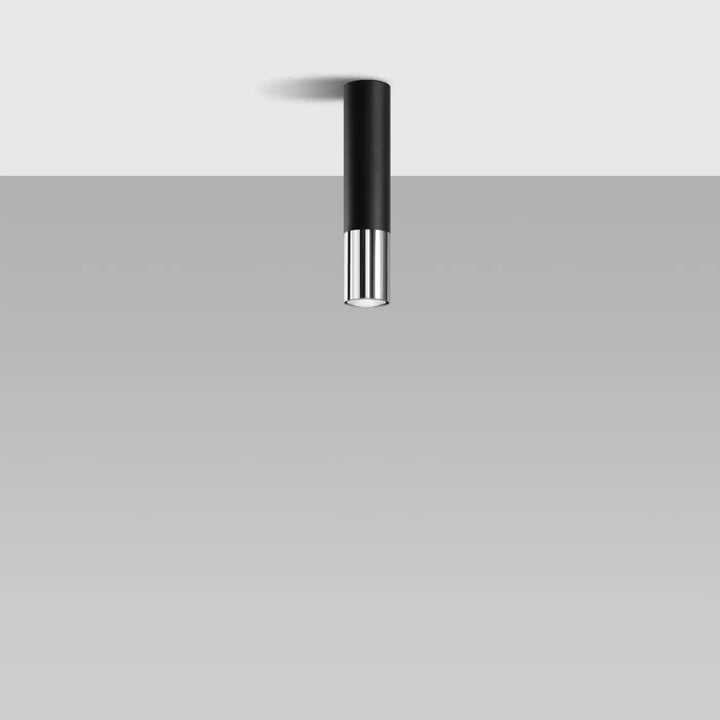 Luminaire Plafonnier noir/chromé éteinte, vue rapprochée