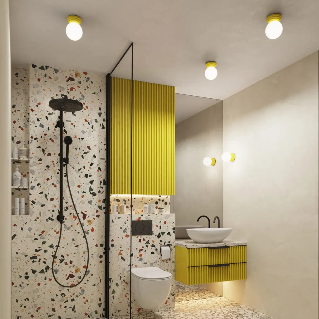 Plafonnier zori jaune avec lames verticales et poignées noires pour une belle décoration aux qualités esthétiques