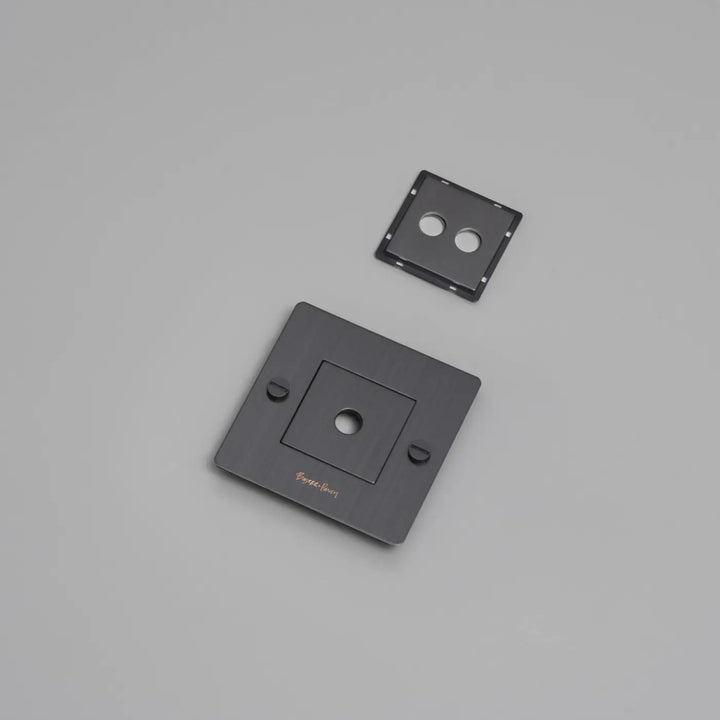 Plaque de finition Wall Plate 1 poste avec inserts et logo, finition bronze fumé #couleur_gris