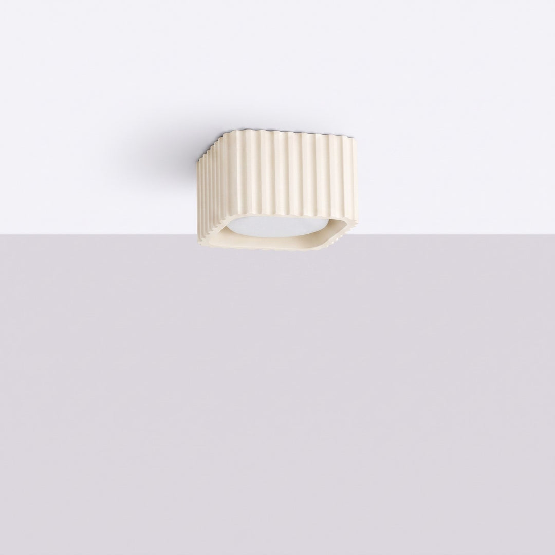 Plafonnier Riff beige carré en aluminium, éteint